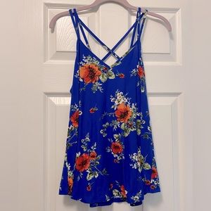 Papermoon Strapy Flowy Blue Floral Tank size Medium NWT